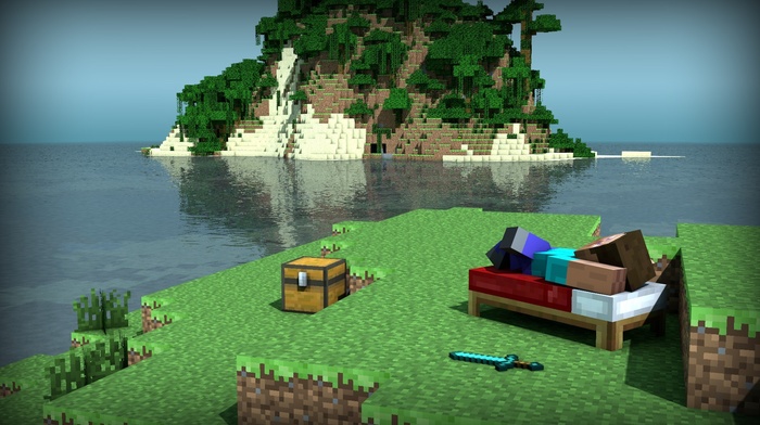 Minecraft, render, island