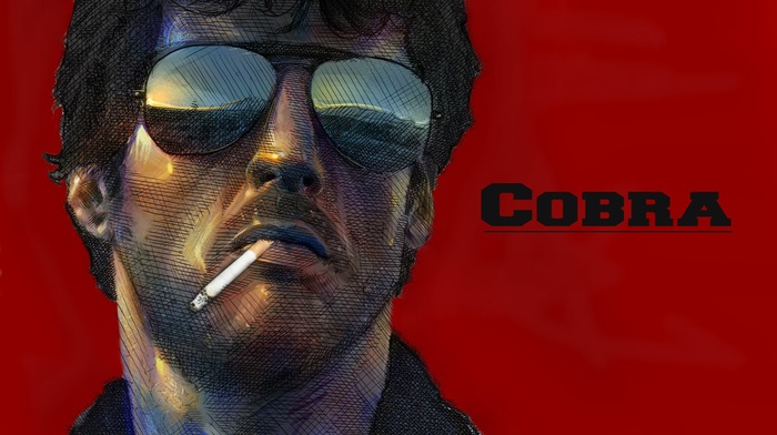 Sylvester Stallone, smoking, glasses, red, actor, Cobra movie