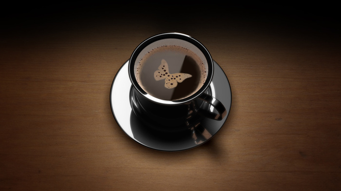 butterfly, coffee, minimalism, cup