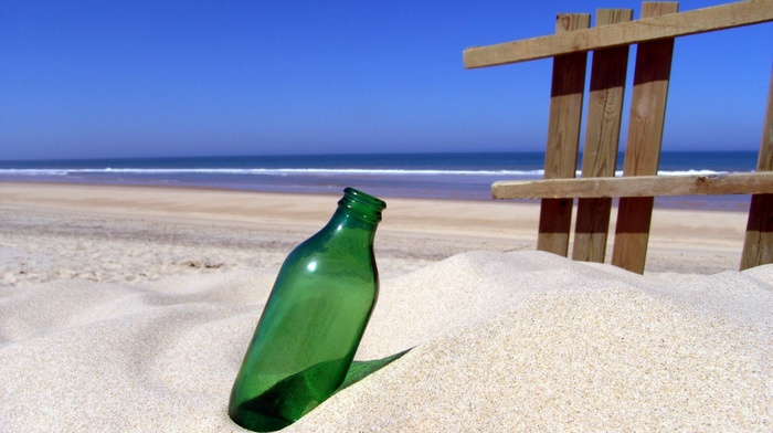 beach, bottle, sand, summer