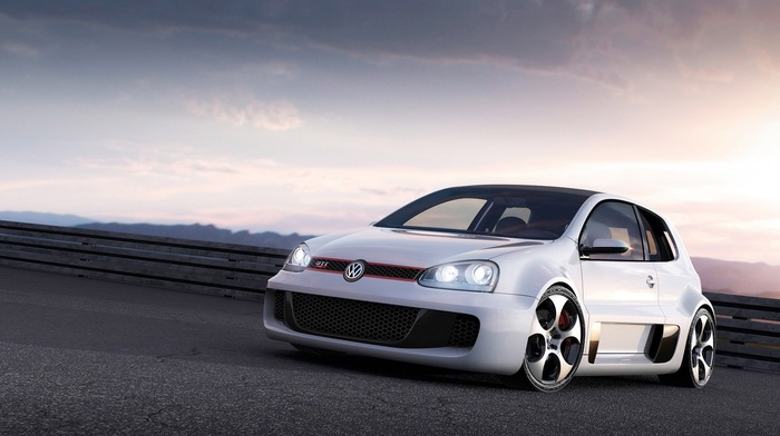 evening, white, Volkswagen, cars