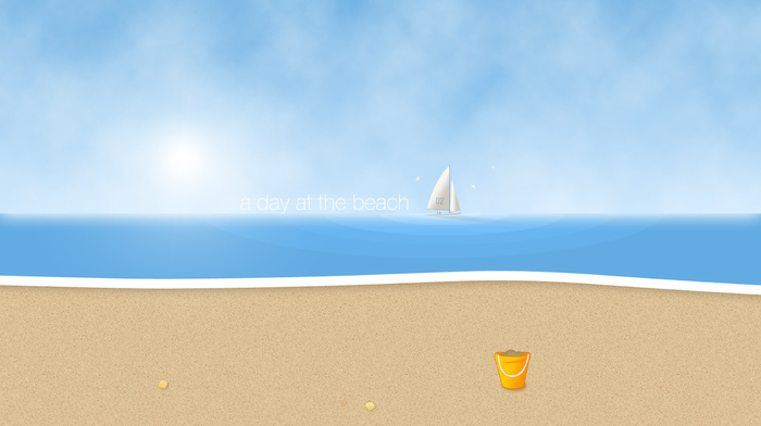 sand, sailfish, beach, minimalism, Sun, waves