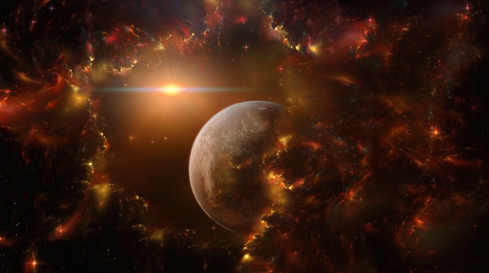 stars, planet, space