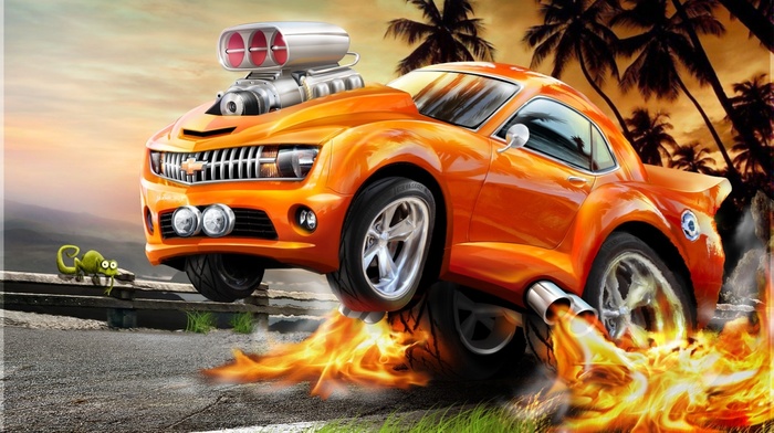 cars, Chevrolet, flame