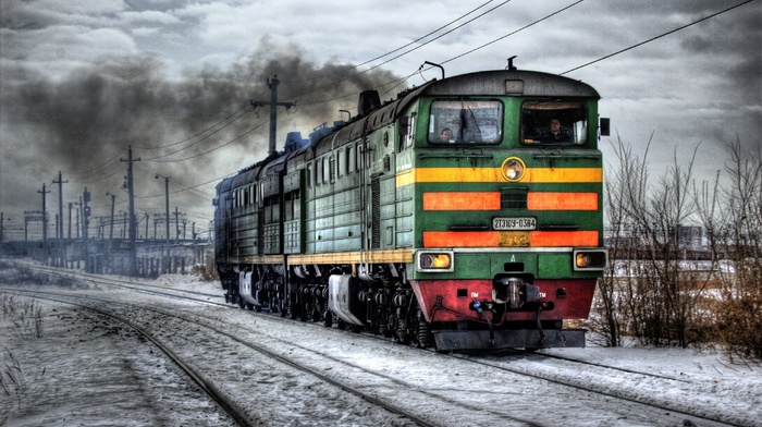 winter, railway, HDR