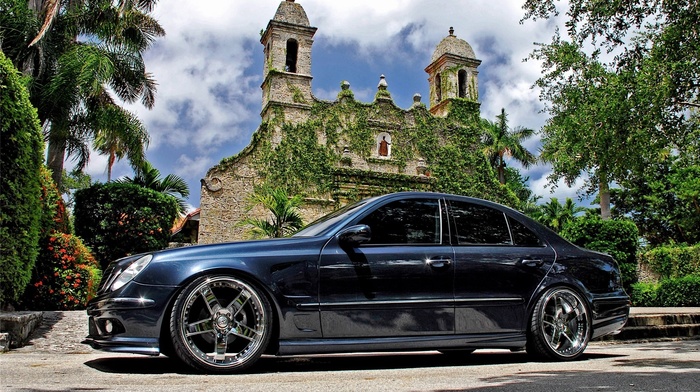 Mercedes-Benz, cars, black, church