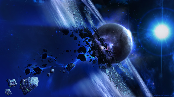 space, planet, stars