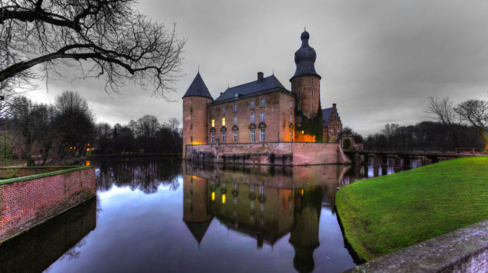 cities, pond, castle, Germany