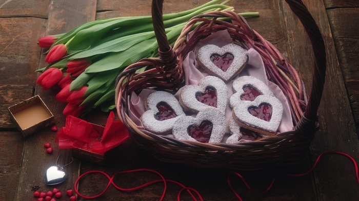 basket, hearts, love