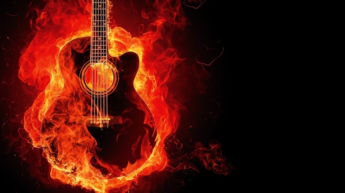 music, fire, guitar, background