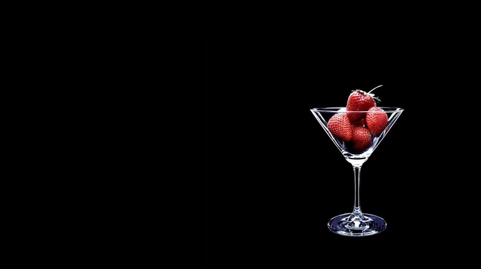 minimalism, wineglass, strawberry