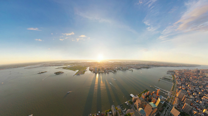 New York City, clouds, sky, cities, Sun