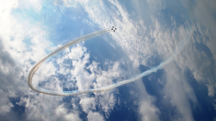 clouds, sky, jets, aircraft