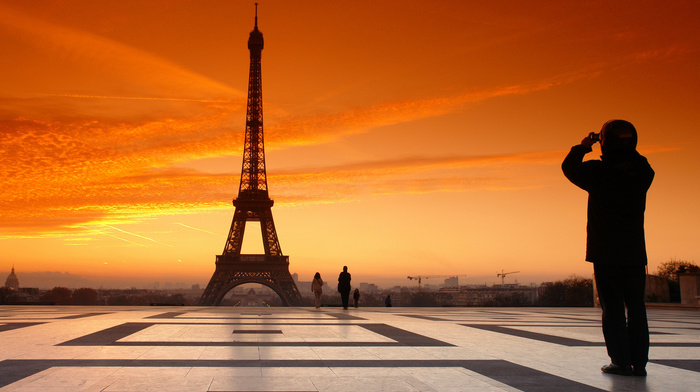 sunset, clouds, cities, evening, France, sky, Paris