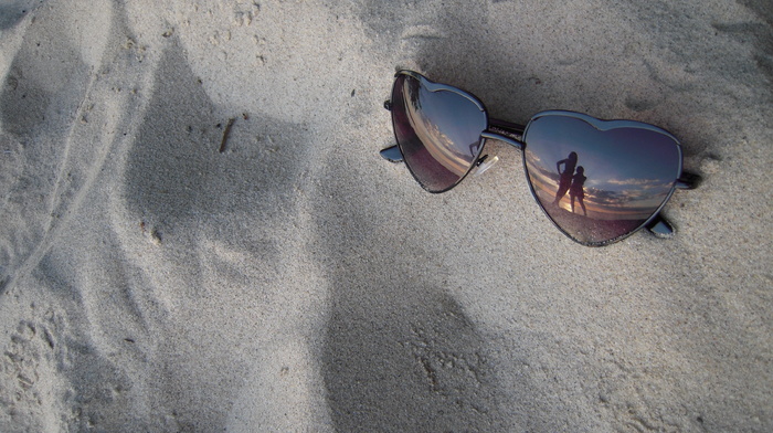 sea, love, sand, glasses