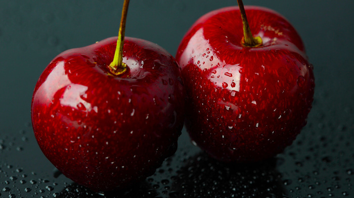 macro, water, drops, berries