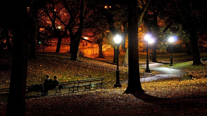 cities, night, New York City