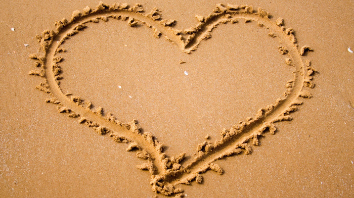mood, heart, love, nature, sand