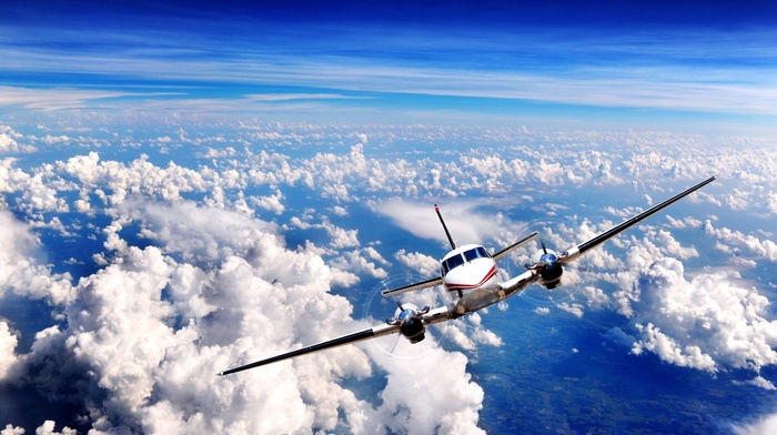 airplane, aircraft, horizon