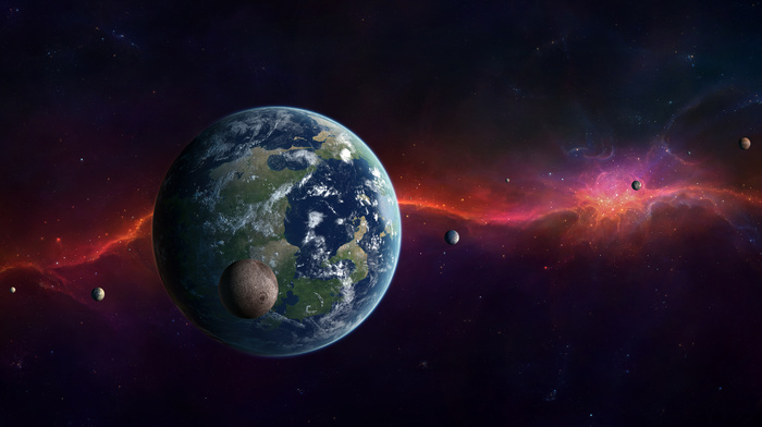 space, planet, stars