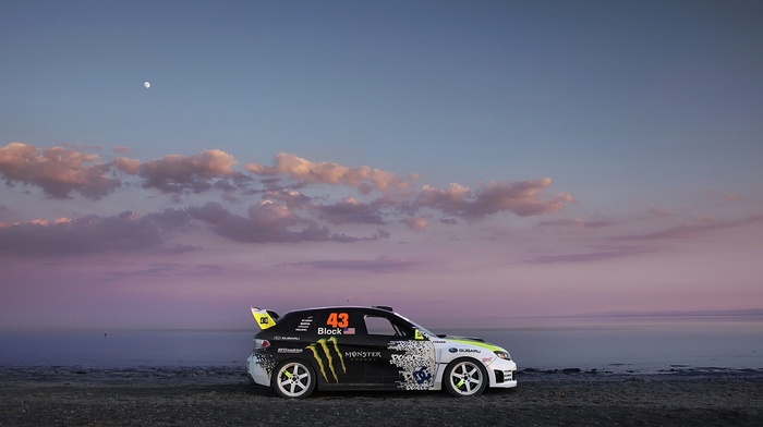 cars, evening, Subaru, coast