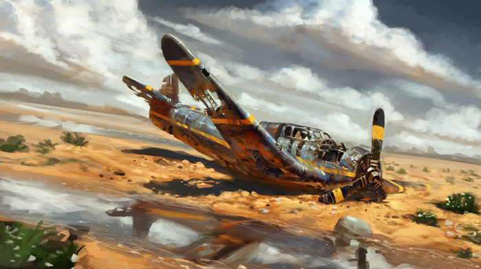 desert, aircraft, art, airplane