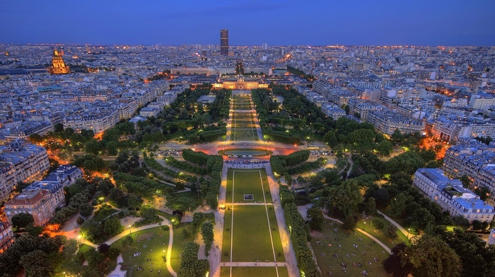 France, Paris, park, cities, lights, panorama