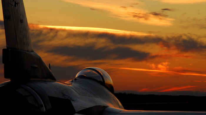 sunset, cabin, jet fighter, aircraft, beautiful