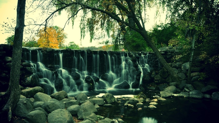 nature, waterfall