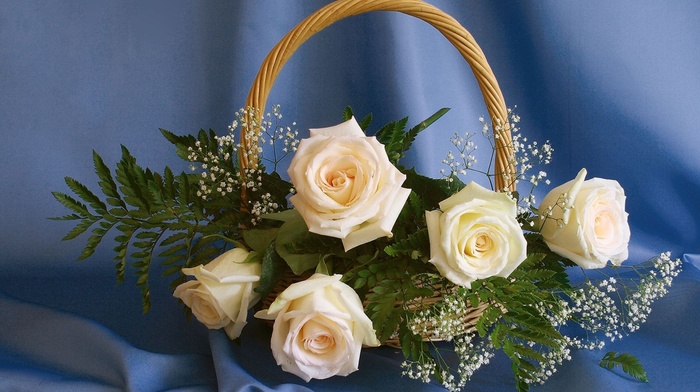 basket, flowers, bouquet