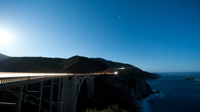 bridge, sea, cities