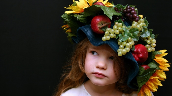 children, fruits, hat, girlie