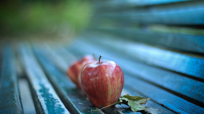 macro, delicious, leaf, apples, autumn