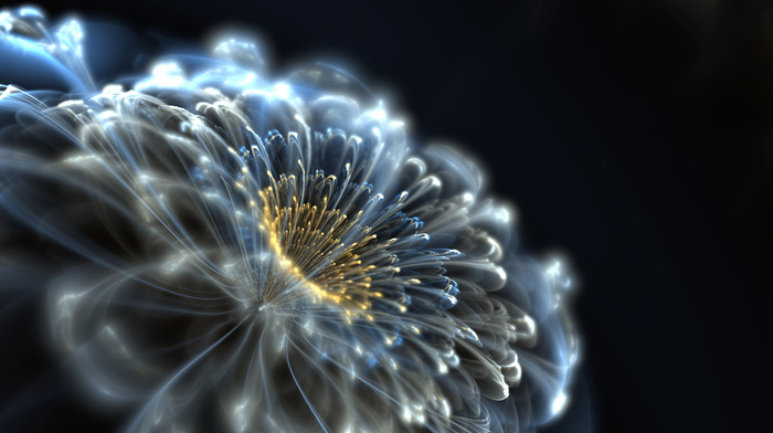 flower, neon, 3D, abstraction