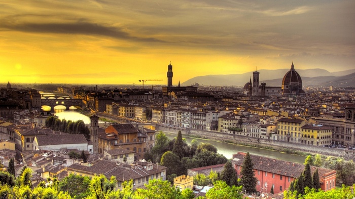 sunset, cities, Italy