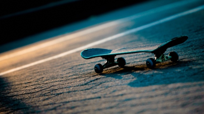 skateboard, light, road, night, sports