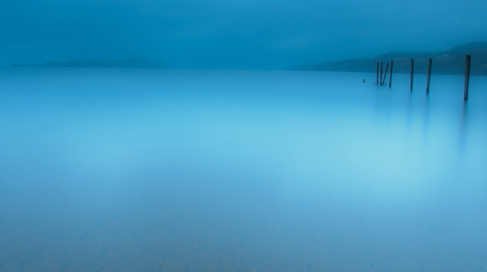 nature, lake, landscape, minimalism, mist