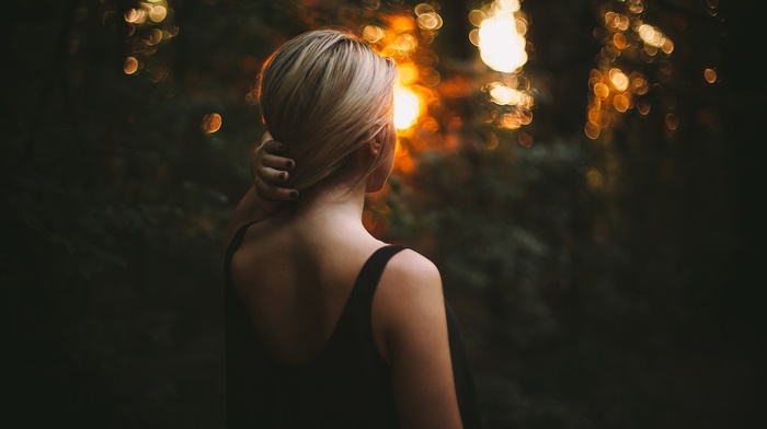 black dress, girl, blonde