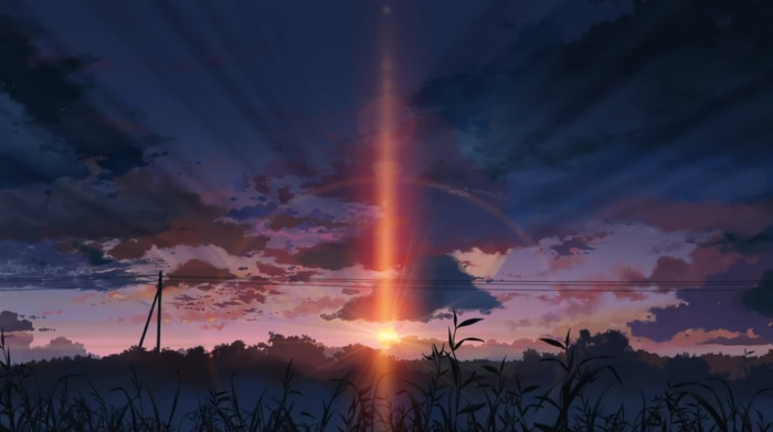 sunset, anime, 5 Centimeters Per Second, landscape