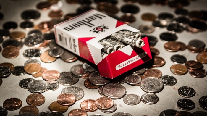 cigarettes, dollars, money, marlboro