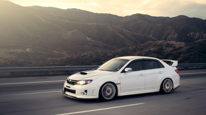 Subaru, white, sports car, road, car