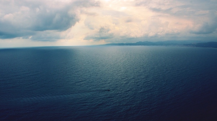 sea, clouds, boat