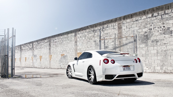 wall, tuning, white, fence, Nissan, cars