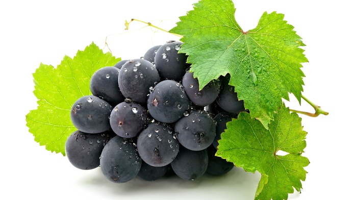white background, delicious, grapes, leaves