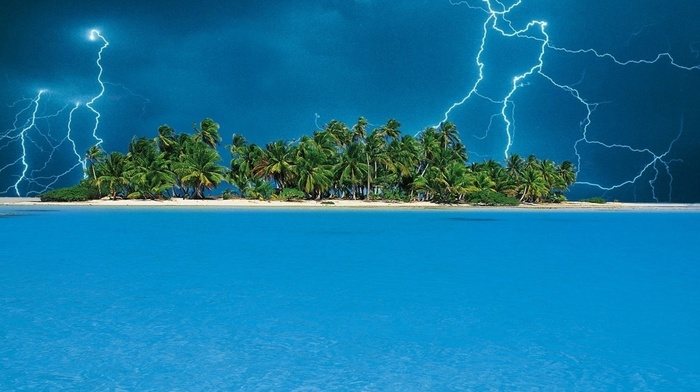 island, water, lightning, stunner