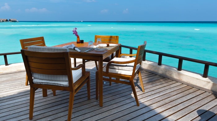 table, stunner, sea, sky, rest