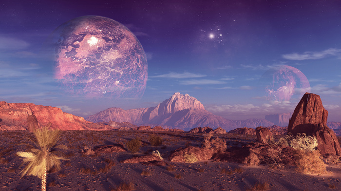 sky, planet, rocks, space, mountain