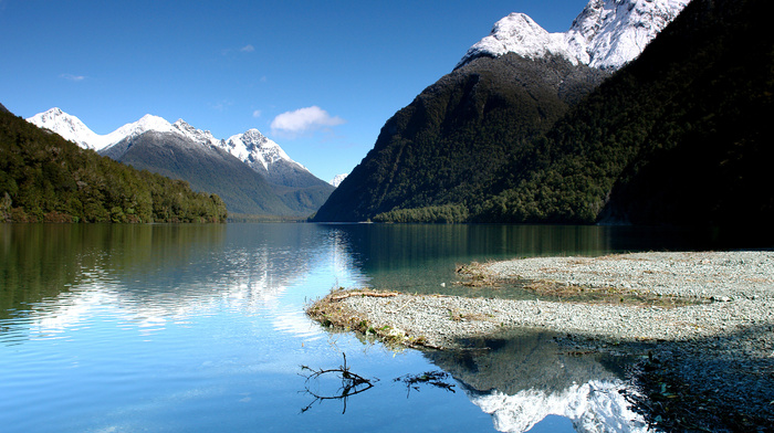 reflection, lake, sky, mountain, nature