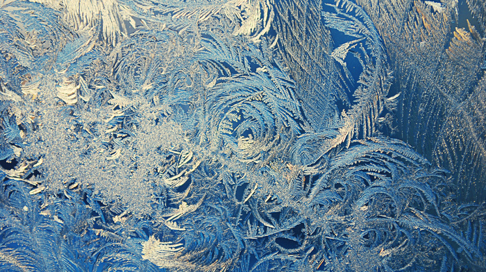 winter, patterns, frost, window, macro