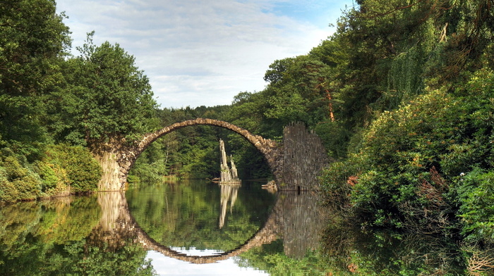 nature, bridge, river, forest